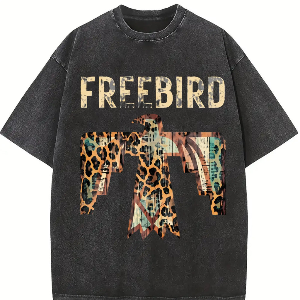 Women's Oversized Western Thunderbird T-Shirt, Loose Fit Shirts, Boyfriend Style Concert Top, Women's Clothes, Streetwear, Tops For Women