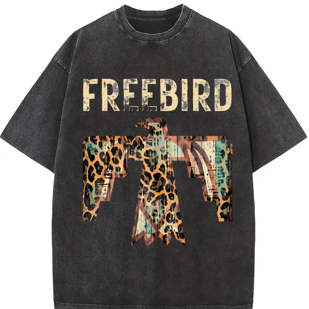Women's Oversized Western Thunderbird T-Shirt, Loose Fit Shirts, Boyfriend Style Concert Top, Women's Clothes, Streetwear, Tops For Women